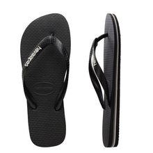 Load image into Gallery viewer, Kids Rubber Logo Black/Glacial White Thongs