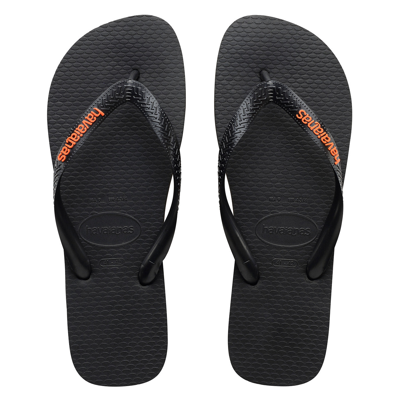 Rubber Logo Black/Orange Neon Thongs