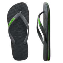 Load image into Gallery viewer, Rubber Logo Black/Neon Green Thongs