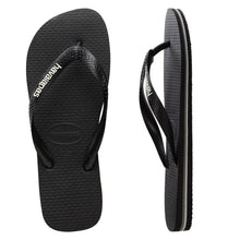 Load image into Gallery viewer, Rubber Logo Black/Glacial White Thongs