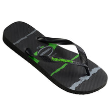 Load image into Gallery viewer, Tropical Glitch Black/Neon Green Thongs